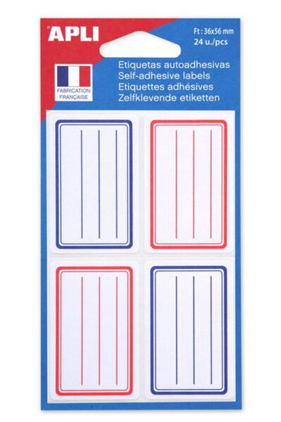 24 Étiquettes Scol Lignee Bleu/Rouge