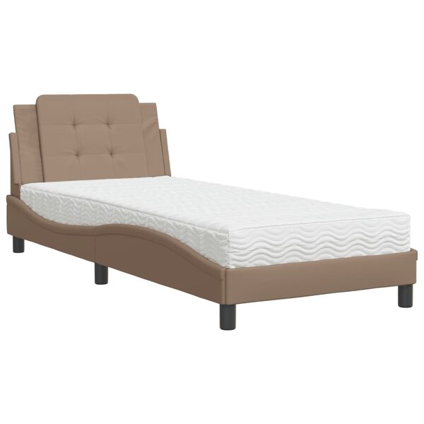 vidaXL Lit avec matelas cappuccino 100x200 cm similicuir