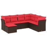vidaXL Salon de jardin avec coussins 7 Pièces marron résine tressée