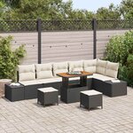 vidaXL Ensemble de canapé de jardin avec coussin 9 Pièces Noir et Crème