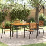 vidaXL Ensemble repas 5 pièces Noir Poly Rattan Acacia