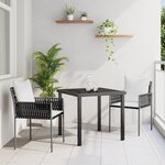 vidaXL Ensemble de salle à manger de jardin 3 pièces avec coussins Marron Poly Rattan