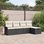 vidaXL Ensemble de canapé de jardin avec coussin 5 Pièces Noir et crème