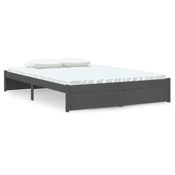 vidaXL Cadre de lit Gris Bois massif 140x190 cm
