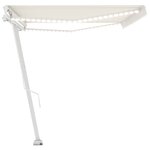 vidaXL Auvent manuel rétractable avec LED 500x350 cm Crème