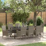 vidaXL Ensemble de salle à manger pour jardin 9 Pièces Gris polyrotin