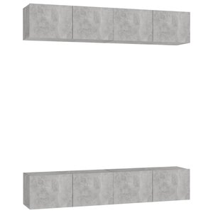 vidaXL Meubles TV 4 Pièces Gris béton 80x30x30 cm Bois d'ingénierie