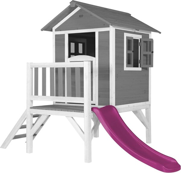 Maisonnette Lodge XL gris froid toboggan violet