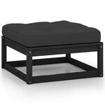 Salon de jardin meuble d'extérieur ensemble de mobilier 11 pièces avec coussins noir bois de pin massif 02_0015388