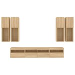 vidaXL Ensemble de meubles TV muraux 7Pièces et lumières LED chêne sonoma