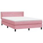vidaXL Sommier à lattes de lit avec matelas rose 160x220 cm velours
