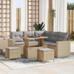 vidaXL Ensemble de canapé de jardin 8 Pièces Beige polyrotin