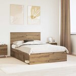 vidaXL Cadre de lit Chêne artisan 150 x 200 cm Bois de pin massif