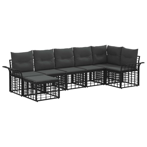 vidaXL Ensemble de canapés d'extérieur 7 Pièces Noir et Gris foncé
