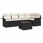 vidaXL Ensemble de canapé de jardin avec coussin 6 Pièces Noir Poly rotin