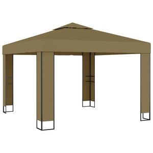 vidaXL Belvédère avec double toit 3x3x2 7 m Taupe 180 g/m²