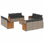 vidaXL Salon de jardin avec coussins 13 Pièces gris résine tressée