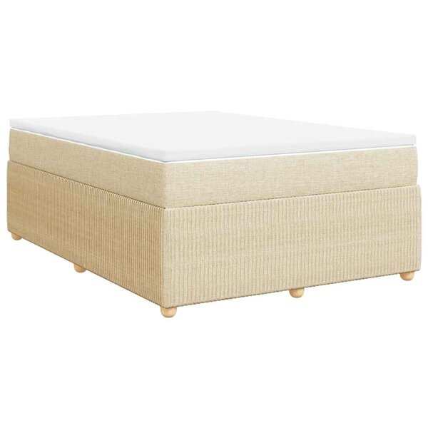 vidaXL Sommier à lattes de lit avec matelas Crème 140x190 cm Tissu