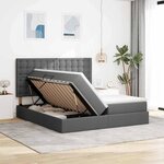 vidaXL Lit de rangement LED avec matelas Gris foncé 200 x 200 cm Tissu