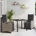 vidaXL Ensemble de salle à manger pour jardin 3 Pièces Gris polyrotin