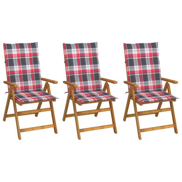 vidaXL Chaises pliables de jardin lot de 3 avec coussins Bois d'acacia