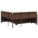 vidaXL Canapé de jardin avec table et coussins en forme de L marron