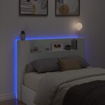 vidaXL Cabinet de Tête de Lit avec LED Blanc 140 x 16 5 x 103 5 cm