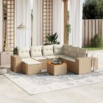 vidaXL Salon de jardin avec coussins 8 Pièces beige résine tressée