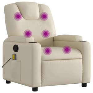 vidaXL Fauteuil inclinable de massage Crème Similicuir