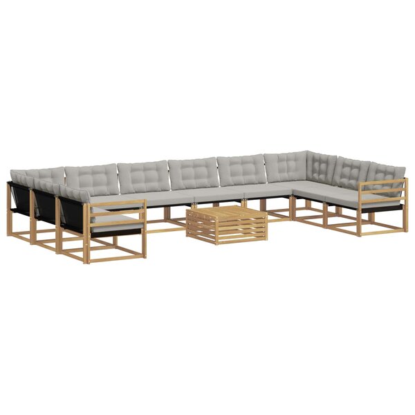 vidaXL Ensemble de canapés d'extérieur 11 Pièces Blanc et gris clair