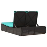 vidaXL Chaise longue double avec coussins noir résine tressée