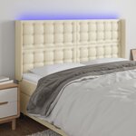 vidaXL Tête de lit à LED Crème 163x16x118/128 cm Similicuir
