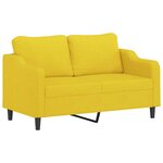 vidaXL Canapé 2 places avec oreillers jaune clair 140 cm tissu