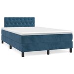 vidaXL Sommier à lattes de lit et matelas bleu foncé 120x190cm velours