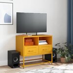 vidaXL Meuble TV jaune moutarde 68x39x60 5 cm acier