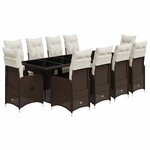 vidaXL Ensemble de bistro de jardin 11 Pièces coussins marron poly rotin