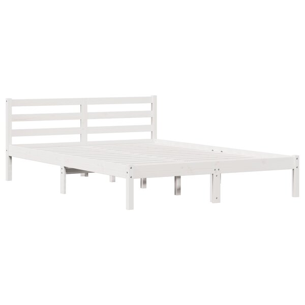 Cadre de Lit vidaXL avec Tête de Lit Blanc 140x220 cm en Bois Massif de Pin