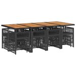 vidaXL Ensemble à manger de jardin 13 Pièces coussins noir résine tressée