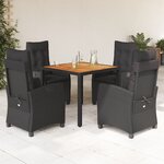 vidaXL Ensemble à manger de jardin coussins 5Pièces Noir Résine tressée