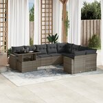 vidaXL Salon de jardin avec coussins 10 Pièces gris résine tressée