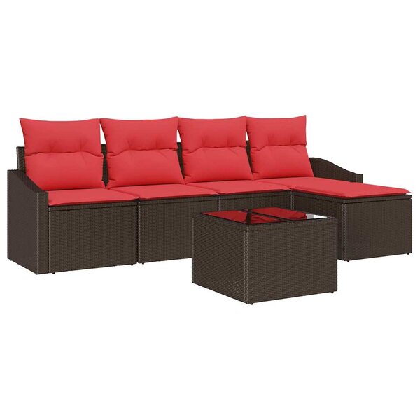 vidaXL Ensemble de Canapés avec coussin 6 Pièces Marron polyrotin