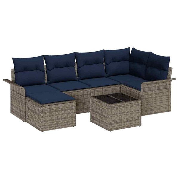 vidaXL Ensemble de canapé de jardin avec coussin Gris polyrotin