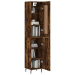 vidaXL Buffet haut Chêne fumé 34 5x34x180 cm Bois d'ingénierie