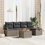 Ensemble de canapé de jardin vidaXL 6 pièces avec coussins gris en résine tressée