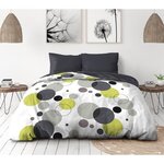 Parure de lit microfibre Bulles de rêve - Housse 220 x 240 + 2 taies d'oreiller 63 x 63 - Gris