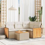 vidaXL Salon de jardin avec coussins 5 Pièces beige résine tressée