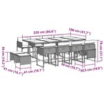 vidaXL Ensemble à manger de jardin et coussins 13 Pièces gris clair rotin