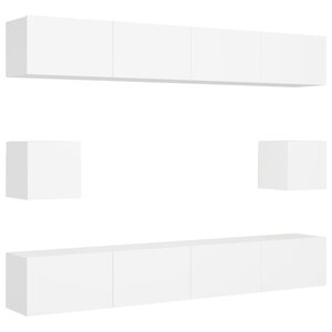 vidaXL Ensemble de meubles TV 6 Pièces Blanc Bois d'ingénierie