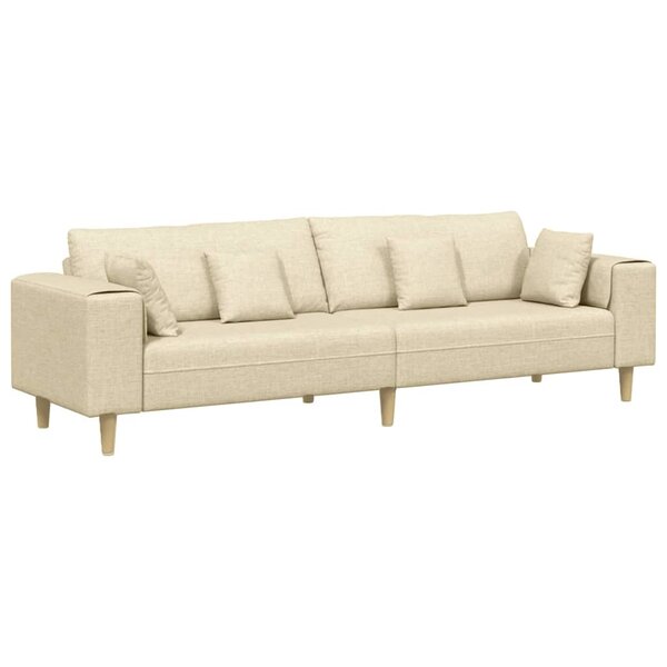 vidaXL Canapé avec coussin Crème 250 x 77 x 76 cm tissu