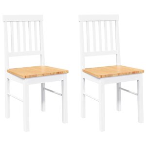vidaXL Chaises à manger 2 Pièces blanc bois massif caoutchouc